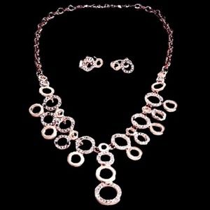 MAGIC Gold-Plated Stone-Studded Circular Designs Rhinestones Jewellery Set